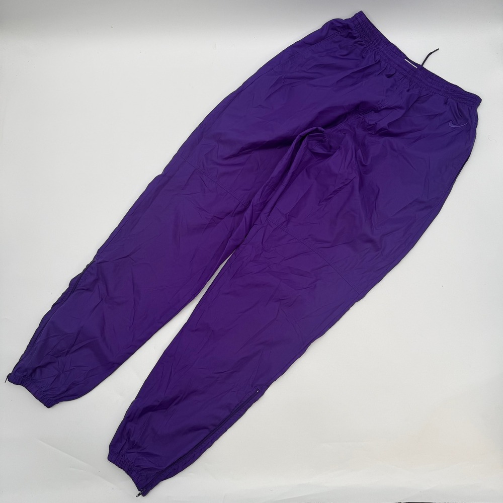 Nike Mens Large Track Pants Purple Vintage Nylon Joggers Windbreaker Zips